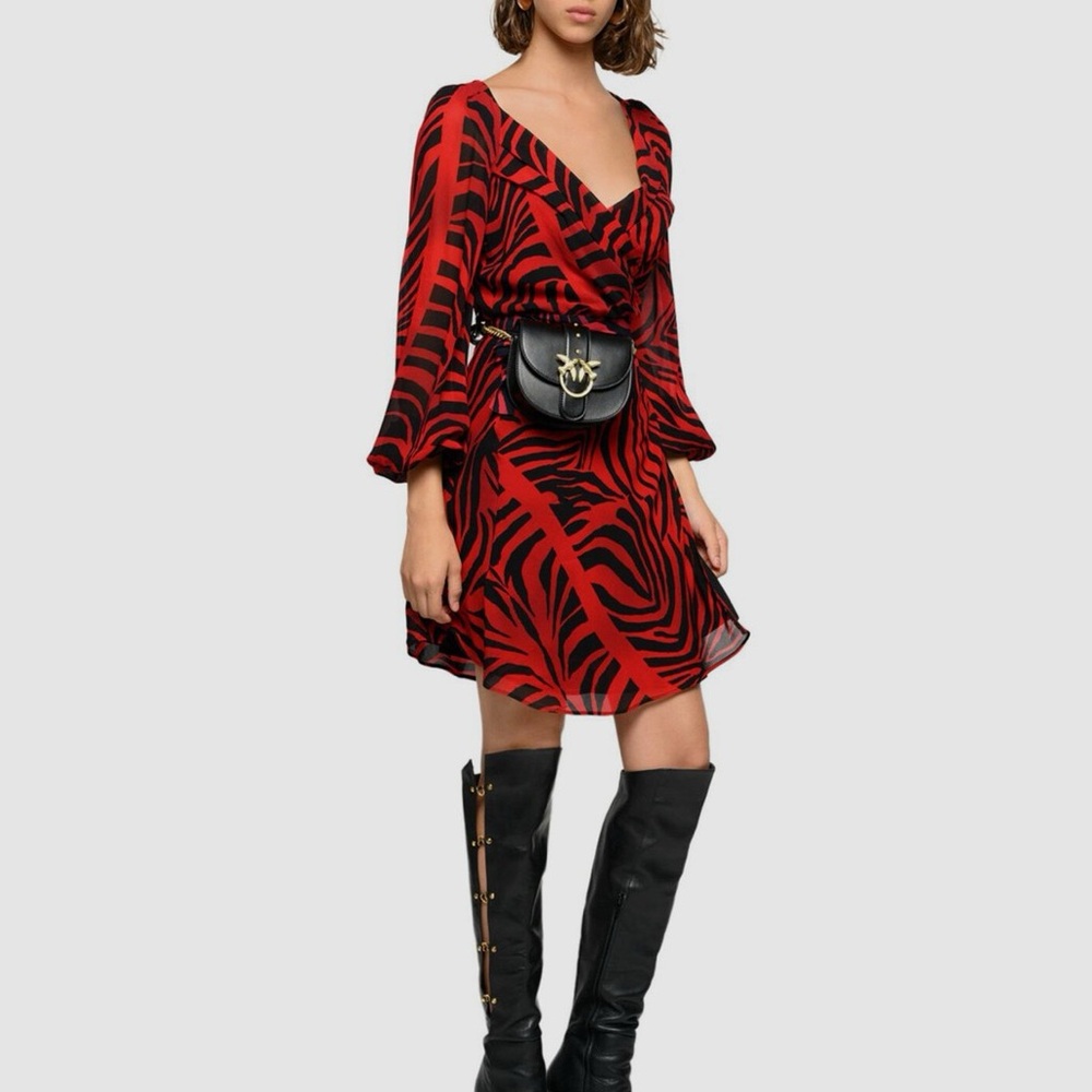 PINKO WRAP DRESS LONG ISLAND ZEBRA STRIP SZ 6